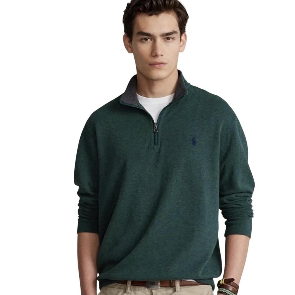 Polo Ralph Lauren 1/4 Zip Pullover Sweater Mens L Pony Logo Preppy Classic Work